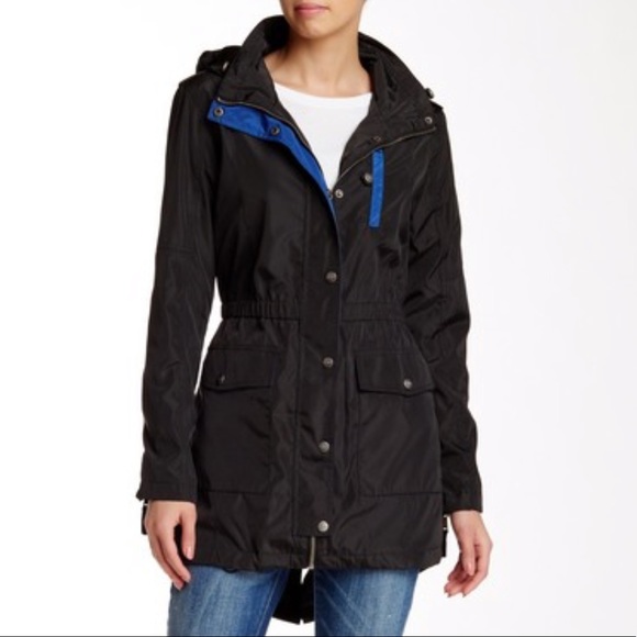 DKNY Contrast Trim Hooded Anorak Jacket